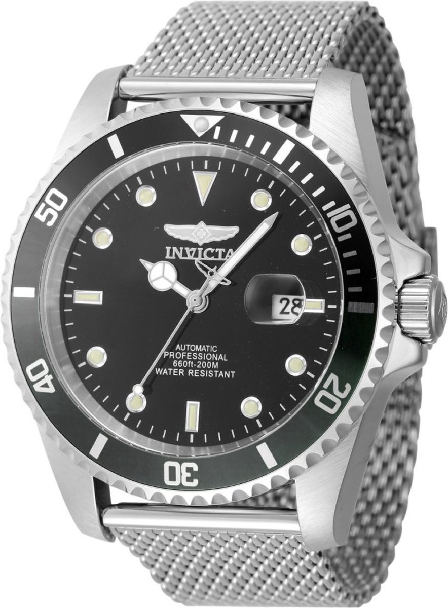 Invicta Pro Diver 47964 Heren Horloge - Waterdicht - Analoog - Automatisch Uurwerk - Roestvrij Staal met zwarte Wijzerplaat - 47mm