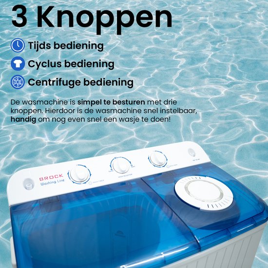Brock XXL camping wasmachine - Dubbele trommel - 7,8Kg was en 6,0Kg centrifuge capaciteit van Brock Electronics — afbeelding 4