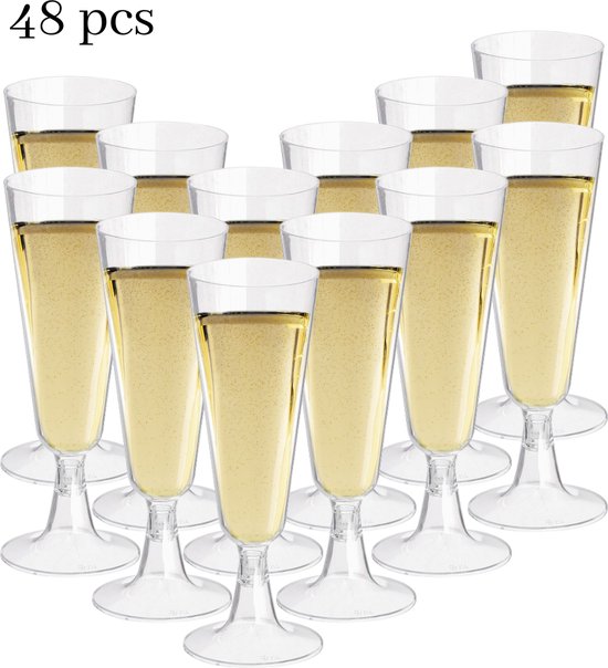 TTQiAnJ 50 wijnglazen van kunststof, 150 ml, herbruikbaar, kunststof, transparant, wijnglazen met steel, voor bruiloft, verjaardag, picknick TTQiAnJ 50 wijnglazen van kunststof, 150 ml, herbruikbaar, kunststof, transparant, wijnglazen met steel, voor bruiloft, verjaardag, picknick
