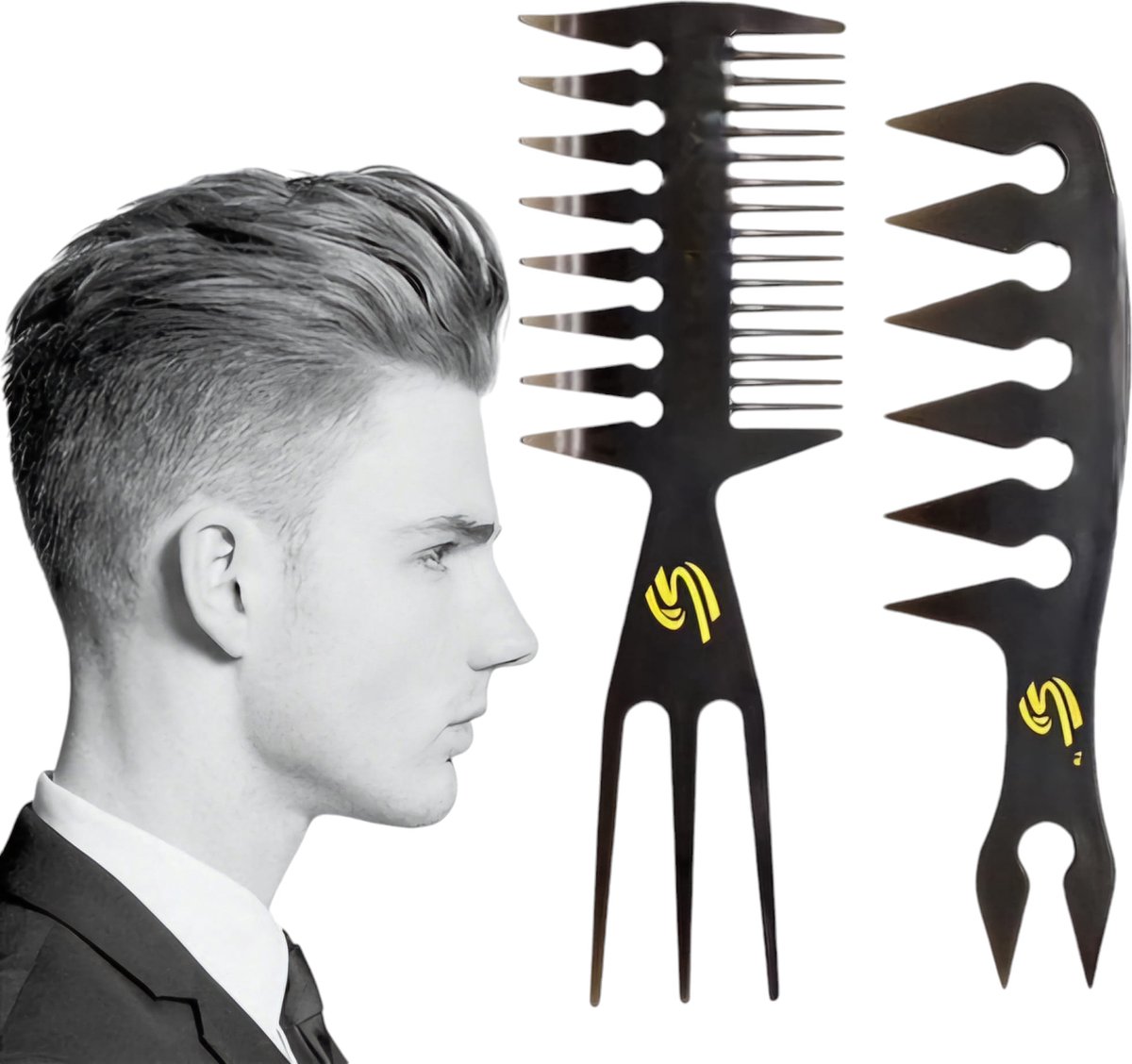 Missan Texturizing Comb 2 stuks - Barbier Kam Hoog Kwaliteit - Kapper Kam - Haar Kam