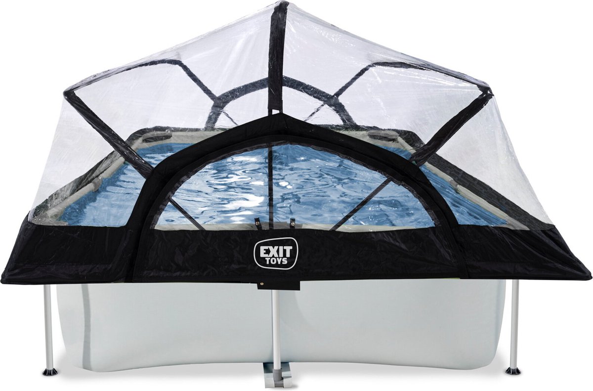 EXIT Soft Grey zwembad 300x200x65cm met filterpomp en overkapping - grijs
