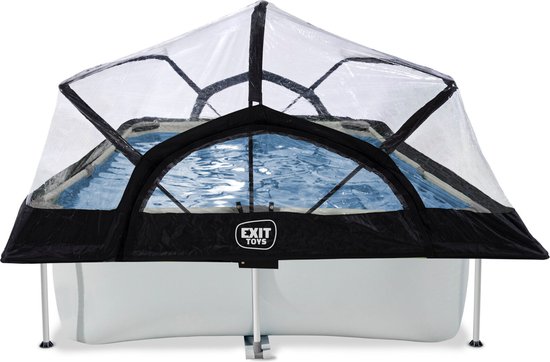 EXIT Soft Grey zwembad 300x200x65cm met filterpomp en overkapping - grijs