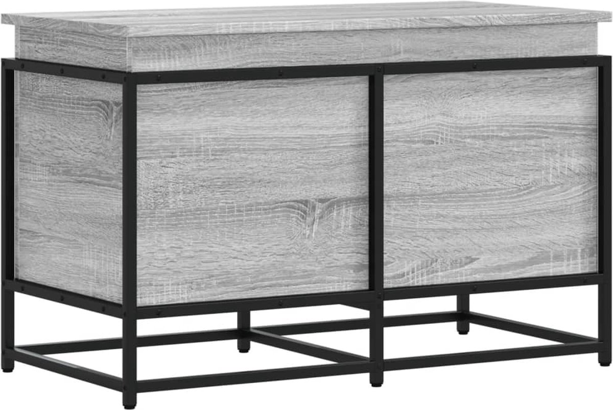 vidaXL - Opbergbox - met - deksel - 80x40x51,5 - cm - bewerkt - hout - grijs - sonoma
