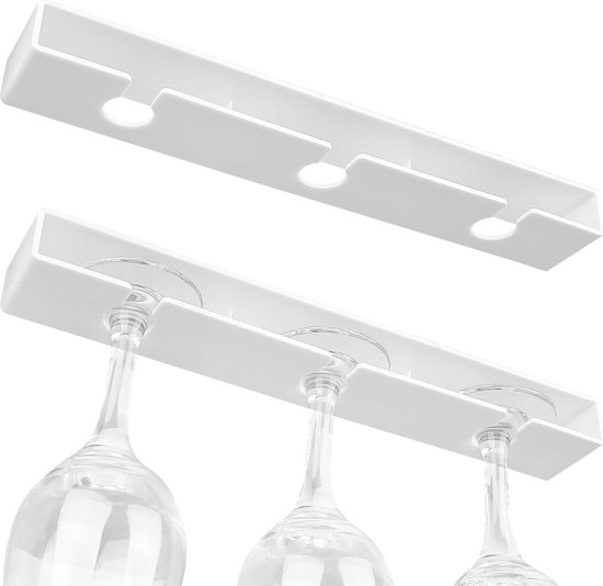 Widybord Wijnglazen onder kast, 3 rijen opknoping metalen glazen houder opslag hanger voor keuken, bar