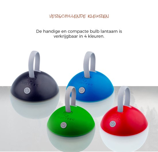 Rubytec Bulb USB lantaarn - 10.2 x ø 8 cm - 3 Lichtsterktes - Oplaadbaar via USB - Spatwaterdicht - Buitenlamp - Buitenverlichting - Geen Batterijen - Hanglantaarn - ABS - Campinglamp - Groen van Rubytec — afbeelding 4