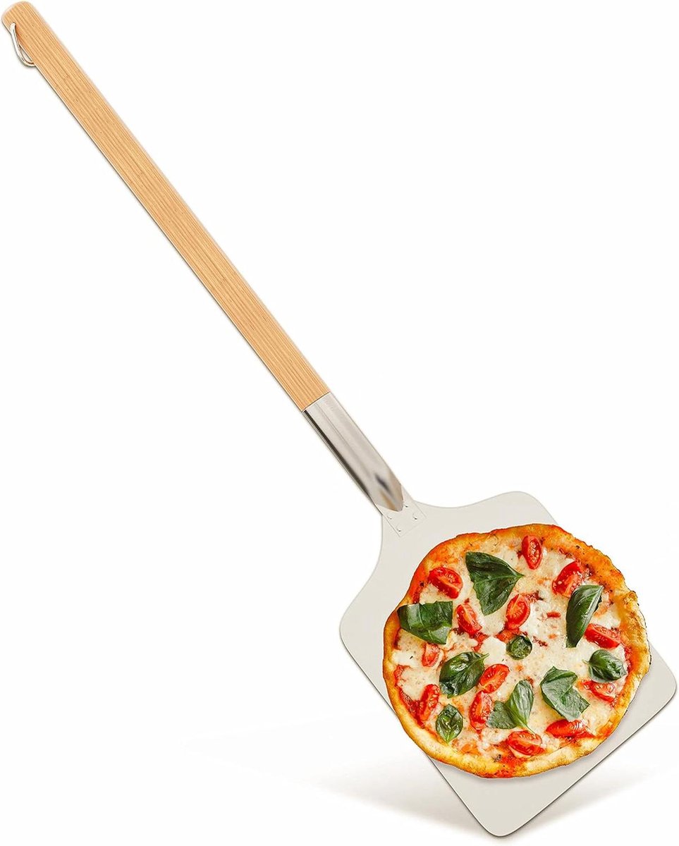 Vierkante Pizzaschuiver 35x30cm Alu Verwijderbaar Houten Handvat Broodschuiver Pizza Lifter voor Pizza Oven Pizzaschep
