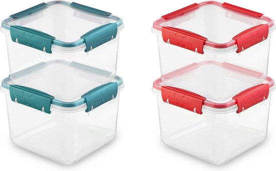 ATHLON TOOLS Set van 4 x 2-liter vershouddozen, 100% luchtdicht en lekvrij, -40 tot 100 graden, voor alle levensmiddelen, BPA-vrij, voorraaddozen voor koelkast, made in EU