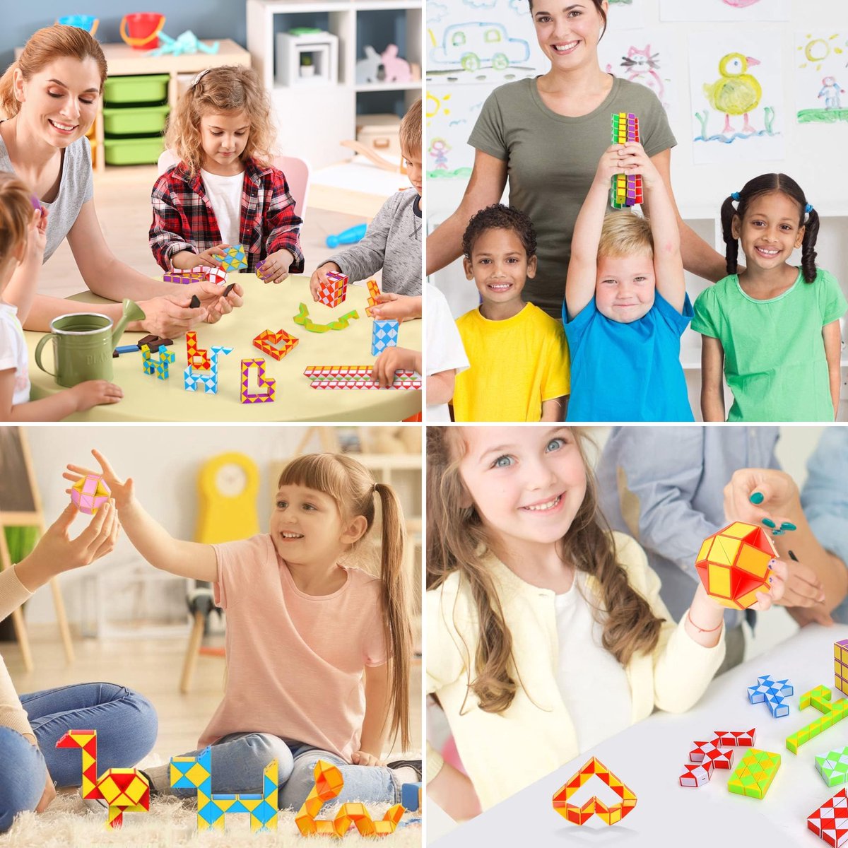 Partizzle 12x Fidget Toys Slangen Pakket - Puzzel Slang Uitdeelcadeautjes - Sensorisch / Educatief Klein Speelgoed - Grabbelton Traktatie Cadeautjes - Voor Kinderen & Peuters - Gekleurd — afbeelding 6