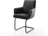 Chaise luge Heira- Flex avec accoudoirs modèle luge rond cuir véritable noir noyau à ressorts ensachés noirs