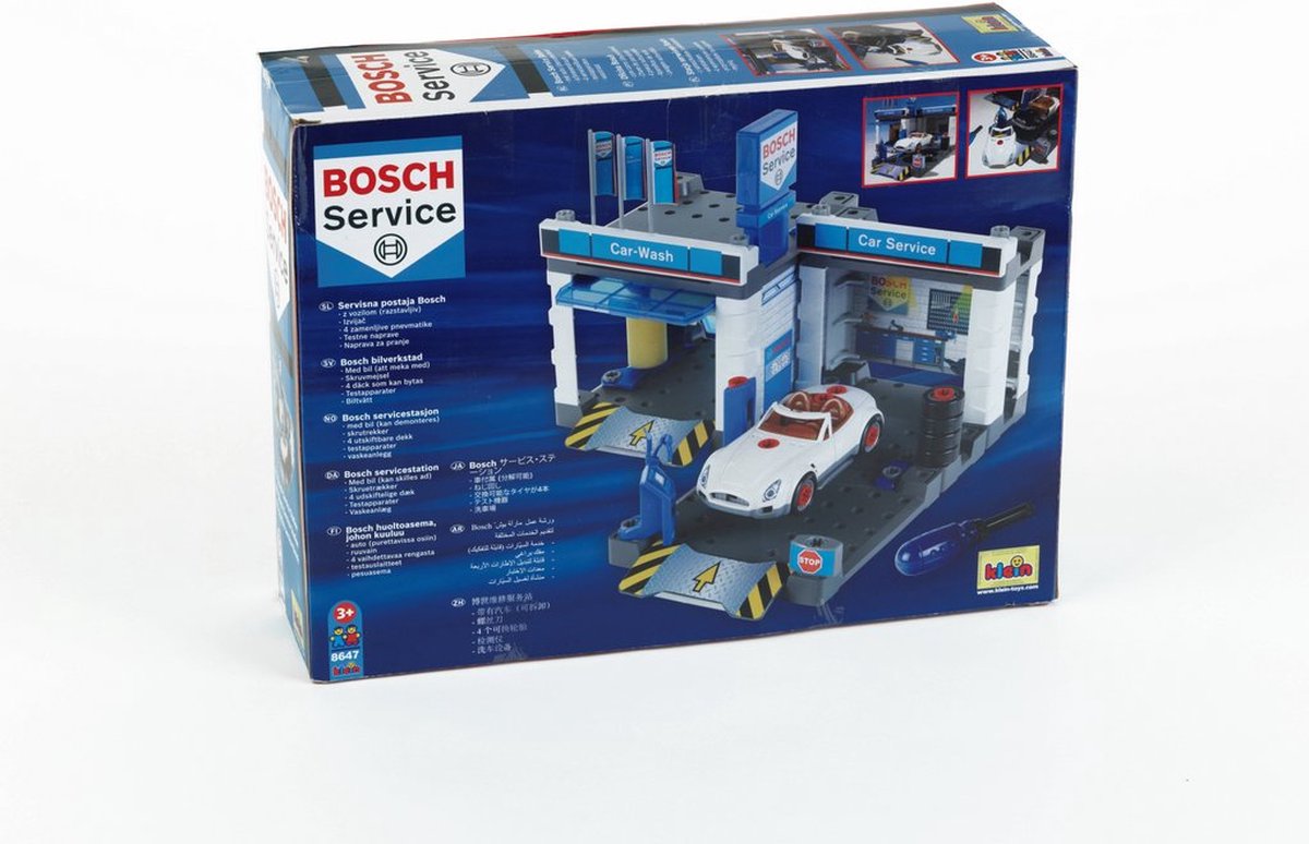 Klein Toys Bosch car service autogarage - montagespeelgoed met hefbrug en wasstraat - 41x39x29 cm - blauw — afbeelding 7