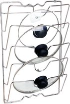 Système de fixation pour GPS casseroles - Set de 5 supports de rangement pour casseroles et couvercles - Organisateur de couvercles de casseroles compact - Support de casserole en métal pour armoire de cuisine - Gain de place - Couleur argent