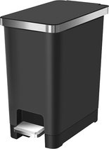 EKO - Hana Slim 1 Poubelle à pédale 10 litres - Plastique inox - Zwart - Fermeture amortie