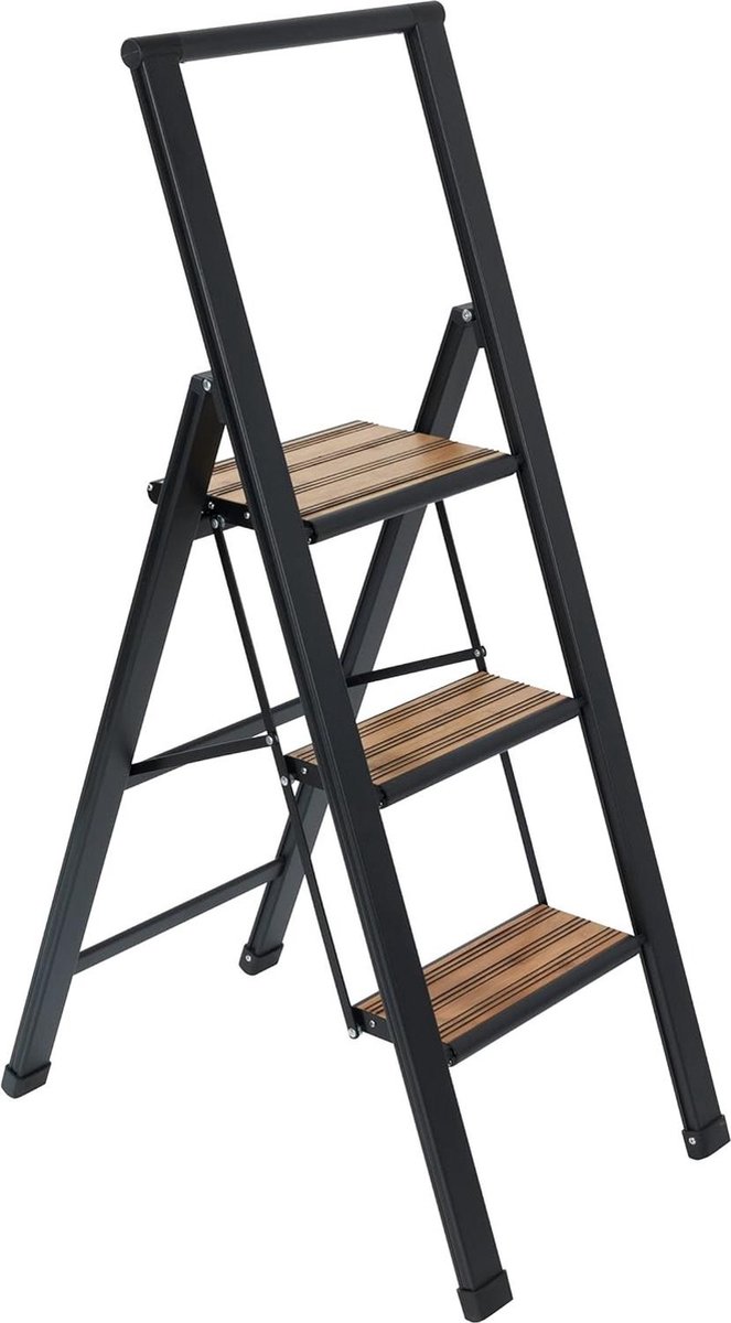 Klapptrittleiter 3-stufig Schwarz Aluminium Design Ladder
