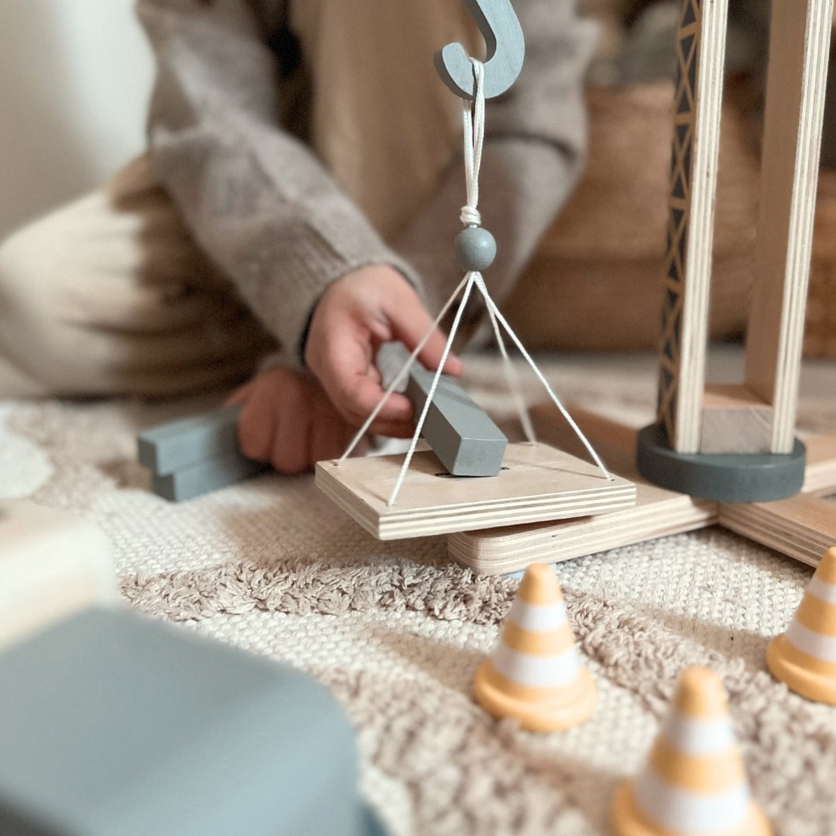 Grote houten kraan met toebehoren met naam | LittleStars Grote houten kraan met toebehoren met naam | LittleStars