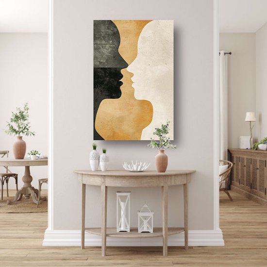 Silhouetten glas schilderij - Vormen wanddecoratie - Glas schilderijen Profielen - Muurdecoratie kinderkamer - Plexiglas schilderij - Decoratie kamer acrylglas 60x90 cm