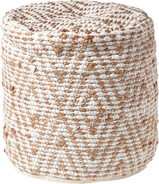 Poef handgemaakt 40x45 cm jute grijs | -nl