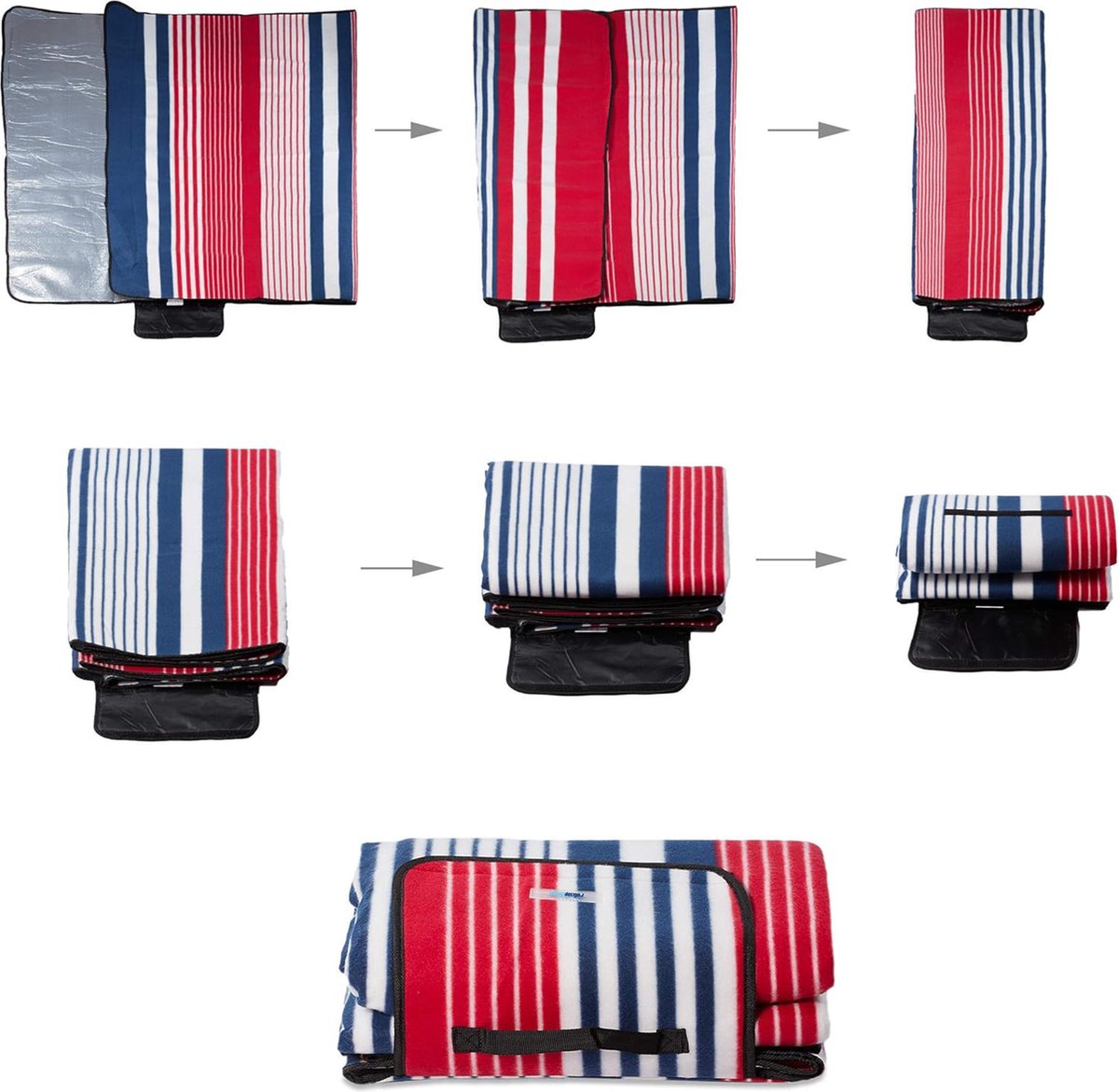 Picknickkleed XXL 200x200 cm - Waterdicht Picknickkleed - rood/blauw - Draagbare en Wasbare Picknickdeken met Handvat - Zandvrij Buitenkleed voor Strand, Camping, Park, Tuin, Wandelen, Barbecue en Picknick - Opvouwbaar Picknickkleed - Gewatteerd — cadeau in Sport & Outdoor - foto 3