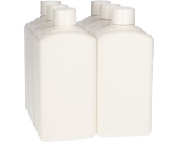 6 x Plastic Fles 500 ml Schroefdop wit - Rechthoekig - Gerecycled HDPE Kunststof- Gerecycled HDPE Kunststof - Onbreekbaar - ca. 70% minder Co2 uitstoot door gerecycled materiaal - 6 stuks