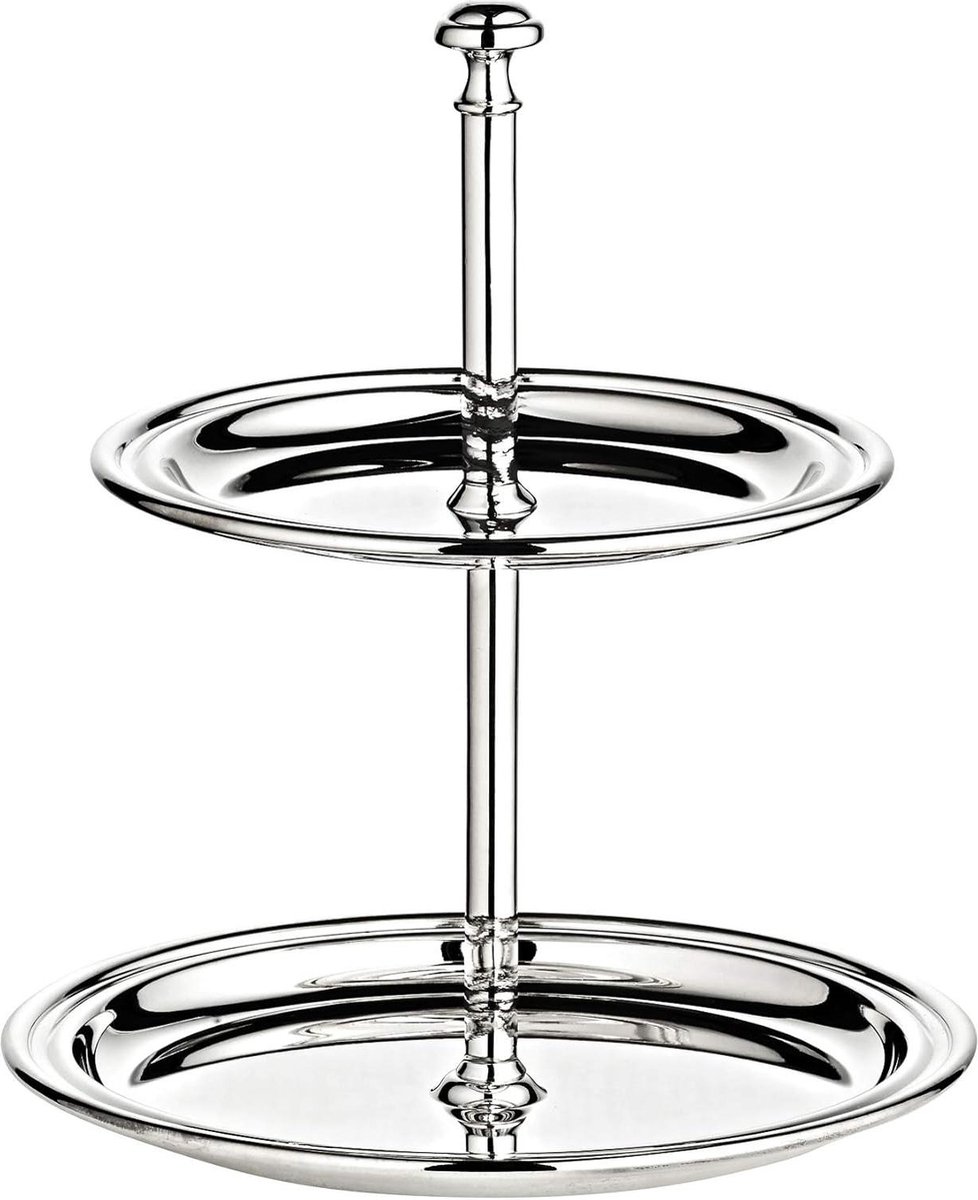 Etagere Faden 2 etages verzilverd - aanslagbestendig - 16 cm hoog