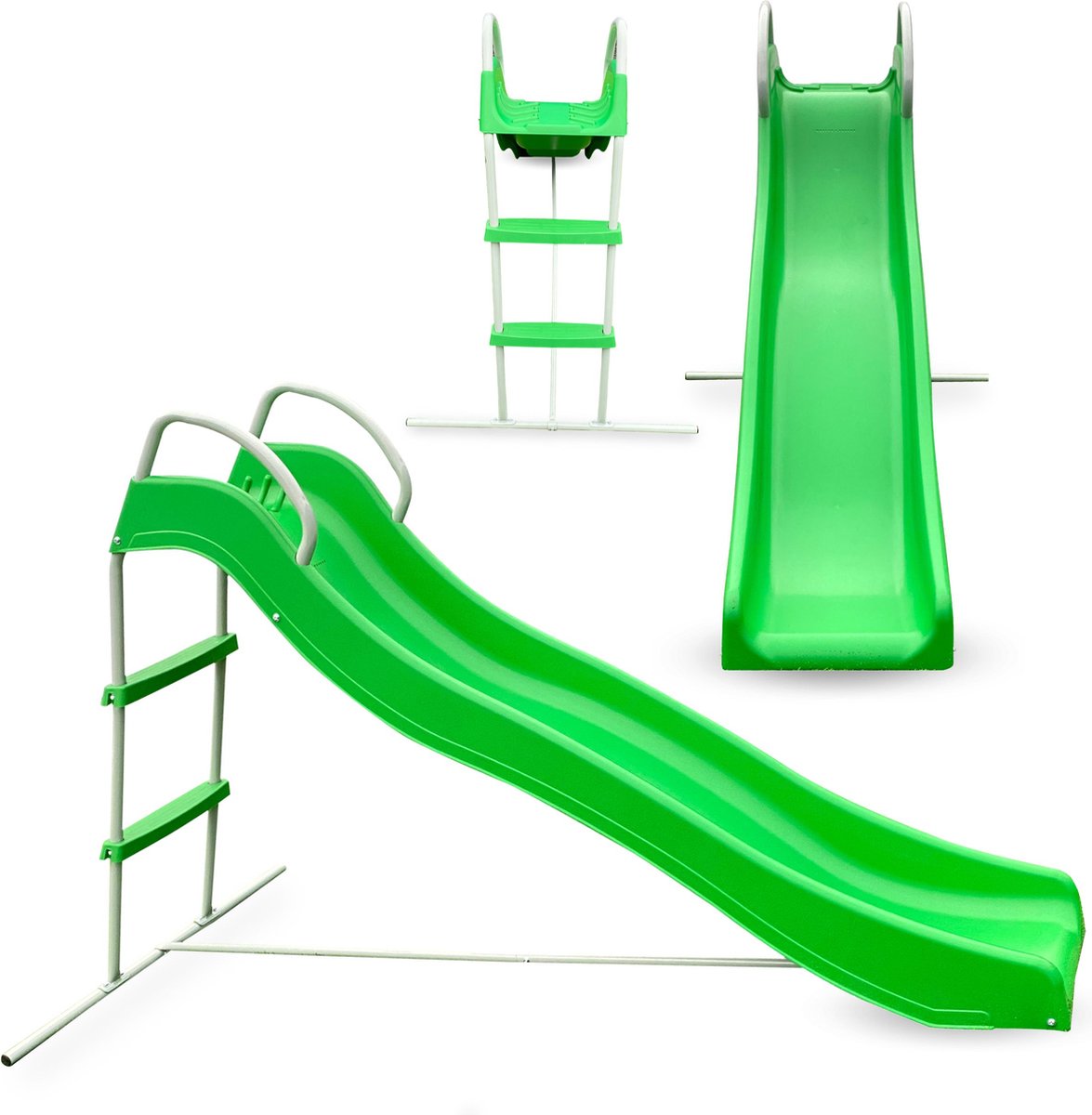 HyperMotion Glijbaan voor kinderen, grote tuinglijbaan, glijbaan met ladder voor kinderen 3+, max. belasting 45 kg, vrijstaande kinderglijbaan, lengte 185 cm, groen