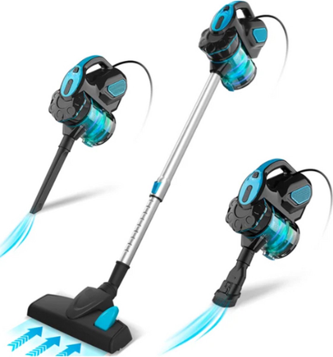 Steelstofzuiger Met Snoer - Inclusief diverse opzetstukken - Stofzuiger en kruimeldief - Vacuum cleaner - 600W - 18Kpa - Blauw/Zwart