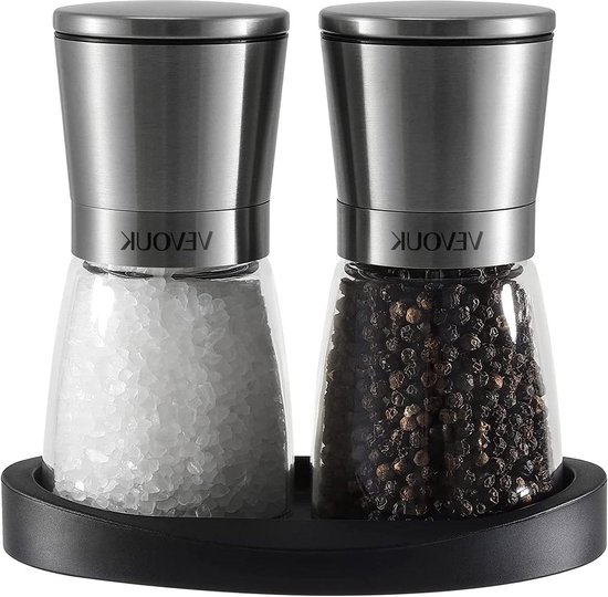 Salt and Pepper Grinder Set, Keramische Rotor, Verstelbare