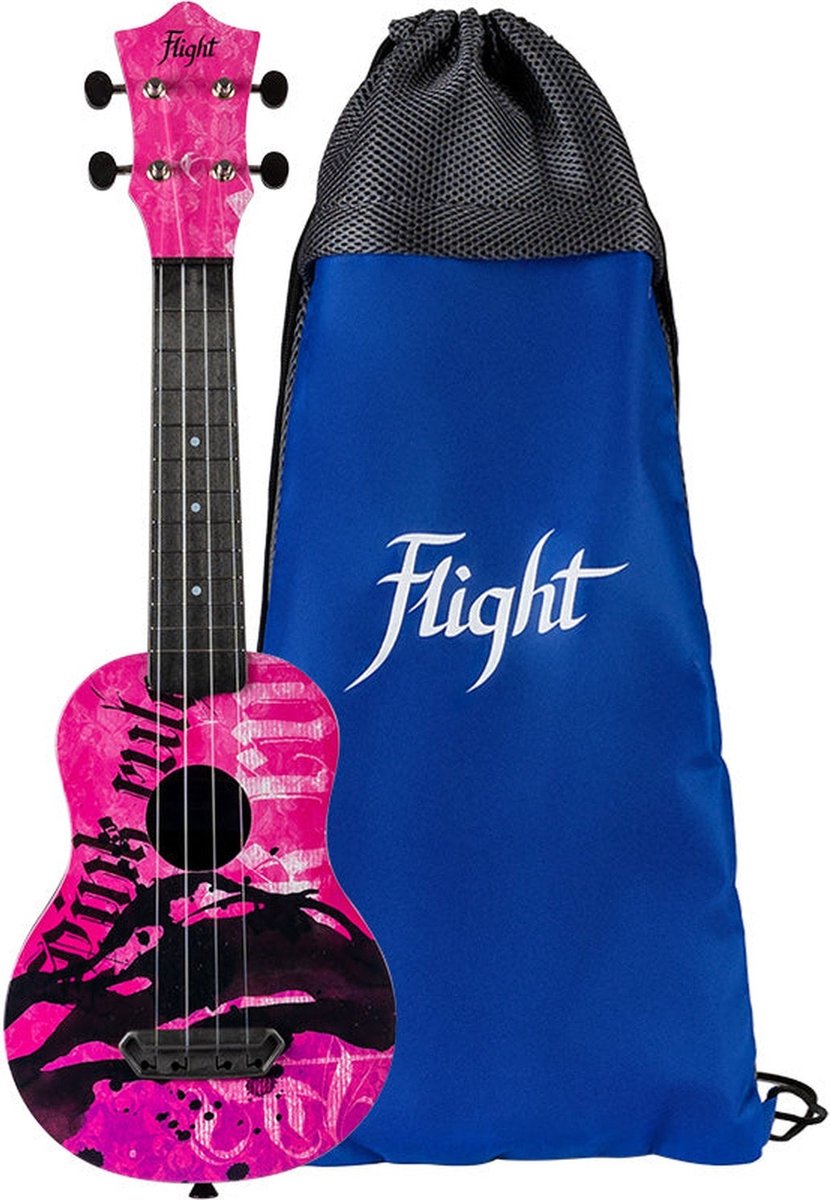 Flight Ultra Travel Series UTS-40 Pink Rules kunststof sopraan ukelele met hoes
