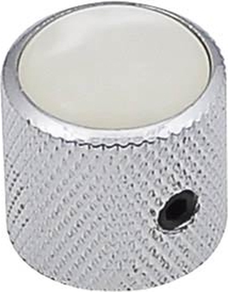 dome knob with pearloid inlay, 18x18mm with set screw, chrome