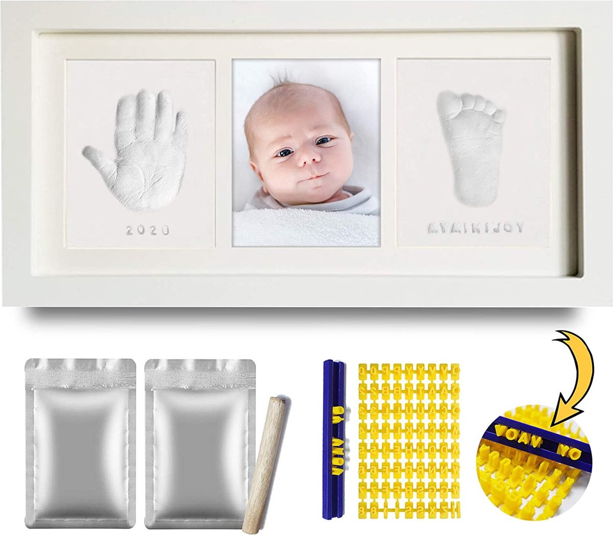Goedkoopste Baby Fotolijstje met Klei Afdruk Gipsafdruk baby - - Kraamcadeau jongens Kraamcadeau meisjes – Pasgeboren Baby – Geboortecadeau afdrukkenset