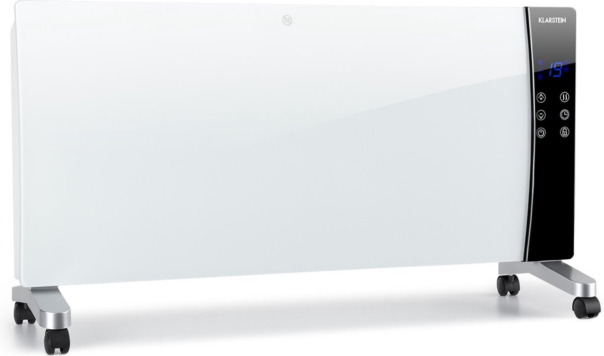 Klarstein Lindholm Convectorkachel Met Thermostaat - Elektrische Kachel - Verwarming Met 2 Standen - Voor 40 M² - 2000 W - Flexibel In Gebruik: Verplaatsbaar Of Wandmontage - Touch-Display - Afstandsbediening - Kinderbeveiliging - Elegant - Wit