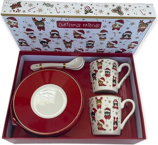 IMAGES D'ORIENT Gift Set 2-in-1 Metal Cans with 4 x 60 ml Porcelain Espresso Cups, Espresso Mug, Moccatas Bags in Mediterranean Oriental Design