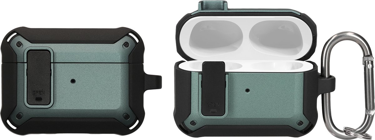 kwmobile hard case voor oordopjes - Compatibel met Apple Airpods Pro 2 - Met metallic effect - In metallic donkergroen