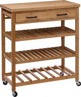 Chariot de cuisine en bois Five® avec tiroirs 74,5x38x90 cm - Bois - Déco & Durable - Medium