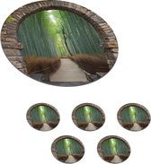 Sous- Sous-verres pour verres - Ronds - Bamboe - Japonais - Transparents - Forêt - 10x10 cm - Sous-verres - 6 pièces