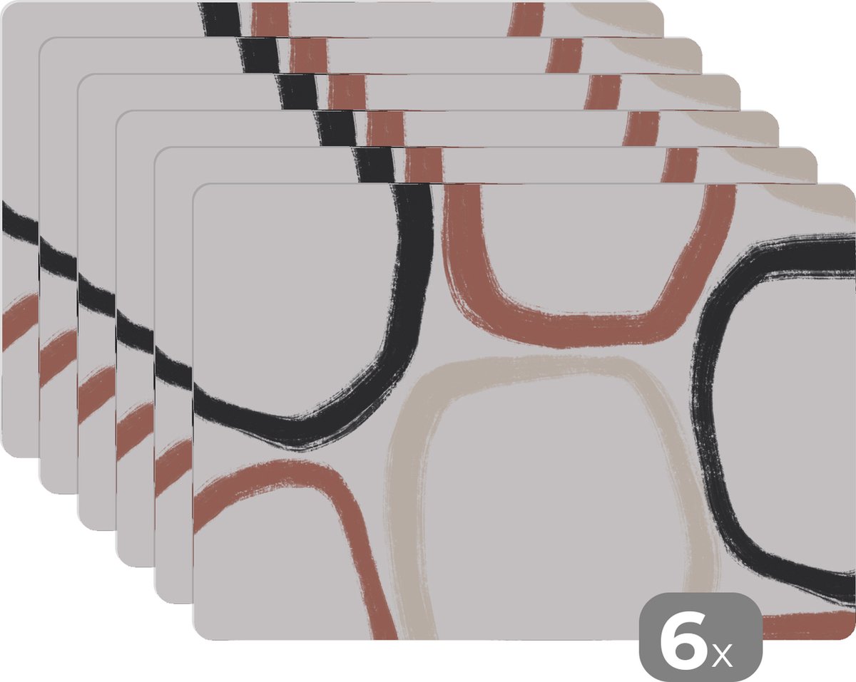 Placemat - Pastel - Minimalisme - Vormen - Onderleggers placemat - Placemats - 45x30 cm - 6 stuks