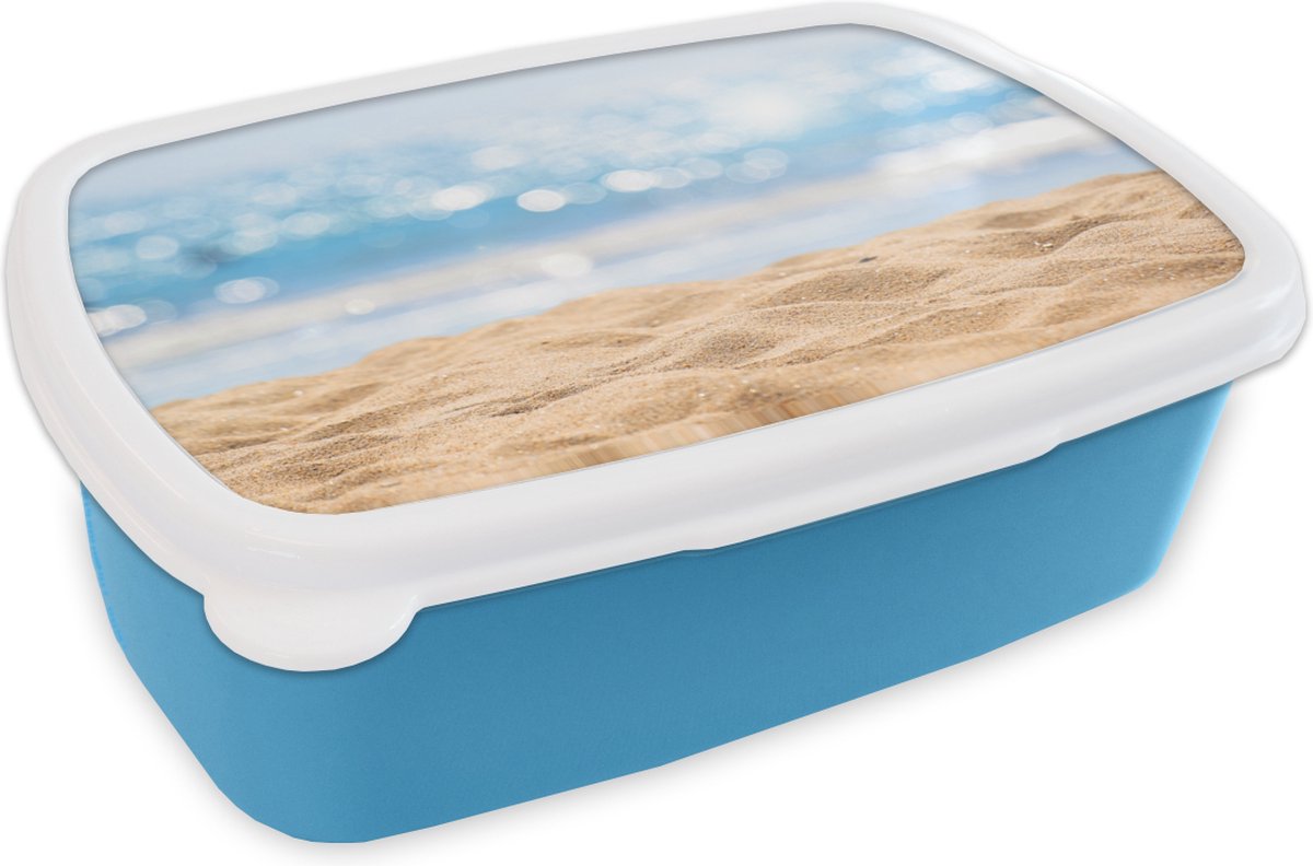 Broodtrommel Blauw - Lunchbox - Brooddoos - Strand - Zee - Zand - 18x12x6 cm - Kinderen - Jongen