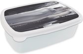 Broodtrommel Wit - Lunchbox - Brooddoos - Verf - Zwart - Design - 18x12x6 cm - Volwassenen