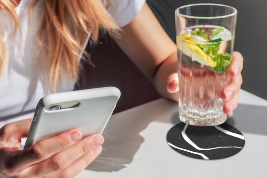 Sous-verres de verre - Rond - Ligne - Minimalisme - Design - 10x10 cm - Dessous de verre - 6 pièces