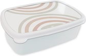 Broodtrommel Wit - Lunchbox - Brooddoos - Regenboog - Design - Pastel - 18x12x6 cm - Volwassenen