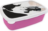 Broodtrommel Roze - Lunchbox - Brooddoos - Verf - Design - Abstract - 18x12x6 cm - Kinderen - Meisje