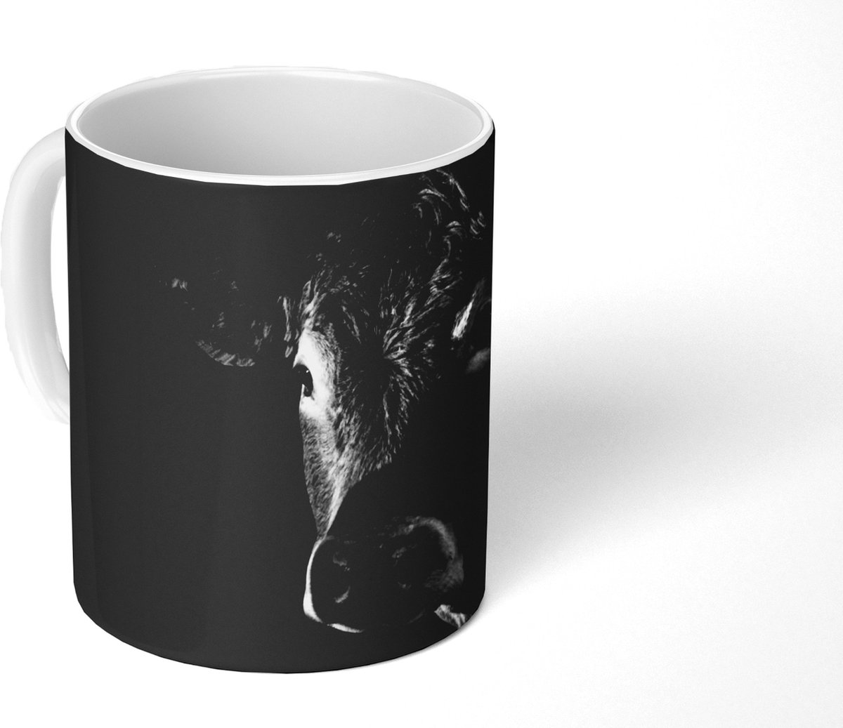 Mok - Koffiemok - Koe - Dieren - Zwart - Wit - Portret - Mokken - 350 ML - Beker - Koffiemokken - Theemok