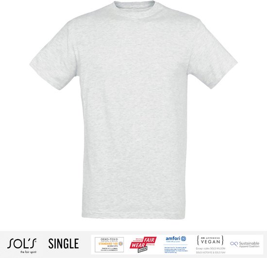 Sol's Heren T-Shirt 100% biologisch katoen Ronde hals Ash Grey Maat S