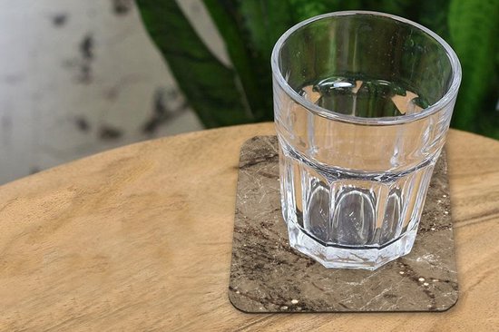 Sous-verres -verres - Marbre - Marron - Glitter - 10x10 cm - 6 pièces