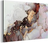 Décoration murale Métal - Aluminium Peinture Industrielle - Rouge - Marbre - Or - 60x40 cm - Dibond - Photo sur aluminium - Décoration murale industrielle - Pour le salon / chambre