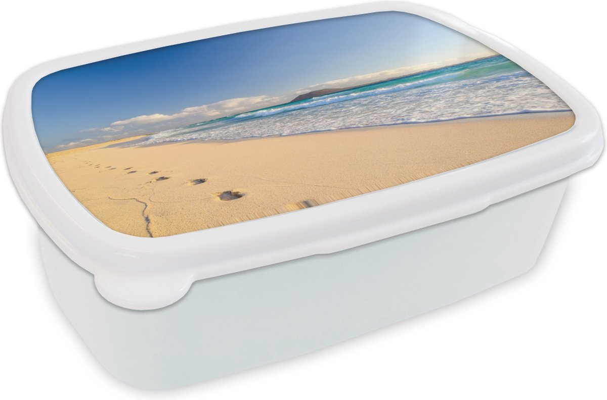 Broodtrommel Wit - Lunchbox - Brooddoos - Strand - Zee - Berg - 18x12x6 cm - Volwassenen