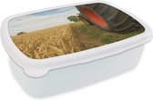 Broodtrommel Wit - Lunchbox - Brooddoos - Trekker - Wielen - Tarwe - 18x12x6 cm - Volwassenen