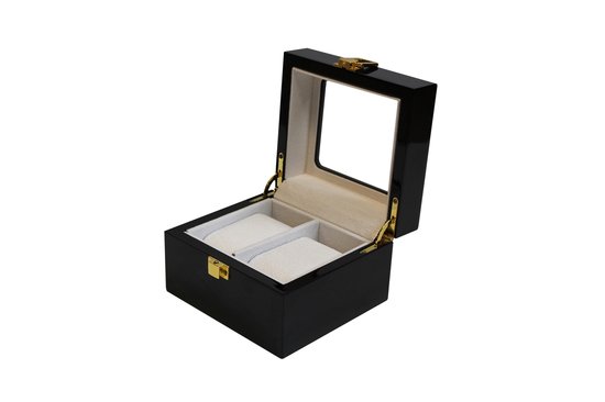 TAWBURY Horlogebox voor heren, extra grote horlogekast met 24 sleuven en display van echt glas, afneembare lade en 5,1 cm breed kussen voor grote horloges (zwart/antraciet