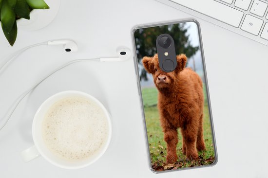 Coque de téléphone compatible avec Xiaomi Redmi 5 - Highlander écossais - Veau - Herbe - Coque en Siliconen