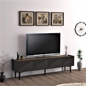 TV meubel Oppdal 45x154x37 cm antraciet en walnootkleurig [en.casa]