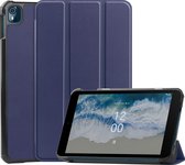 Case2go - Tablet Hoes geschikt voor Nokia T10 (2022) - 8 Inch - Tri-Fold Book Case - Met Stand Functie - Donker Blauw